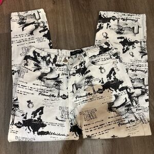 White Fox Boutique Black and White Graphic Flare Jeans